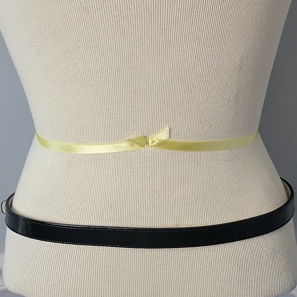 BLACK Patent Silver‎ Tone Hardware Classic Office Dress Business Accessory Belt